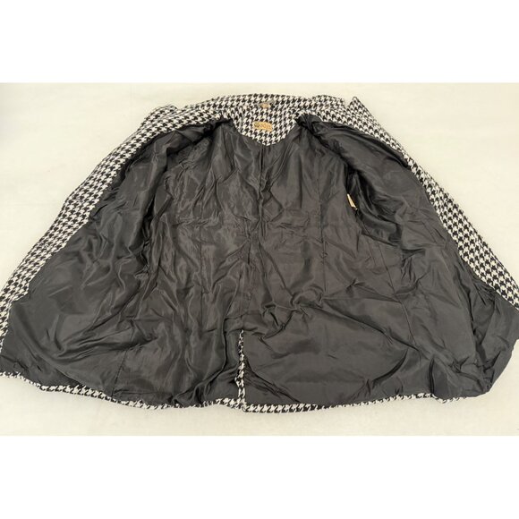 Odyn Houndstooth Belted Mid-Length Coat Women’s XL Black White Mod Retro Goth St - Picture 12 of 14
